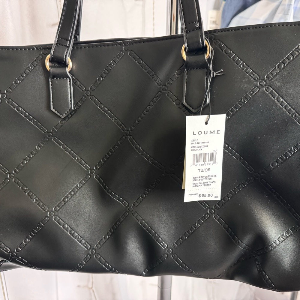 Black Quilted Diamond-Pattern Tote